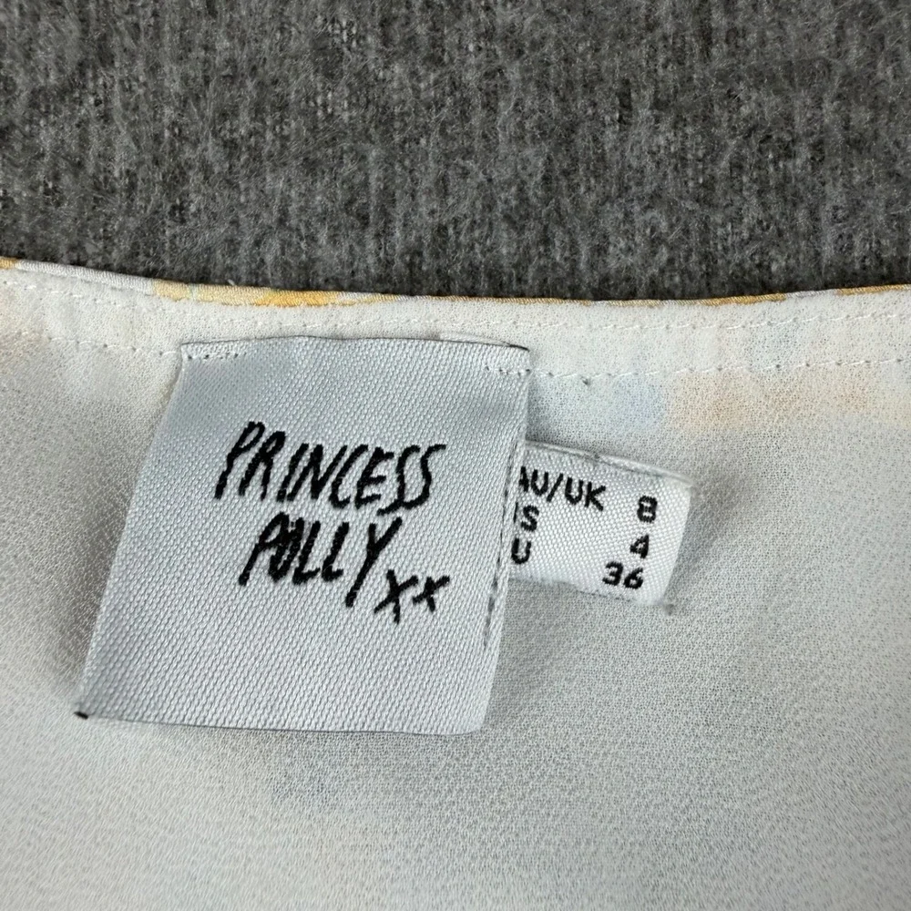 Princess Polly Mini Skirt Women's 4 Yellow Floral A-Line Lined Side Zip